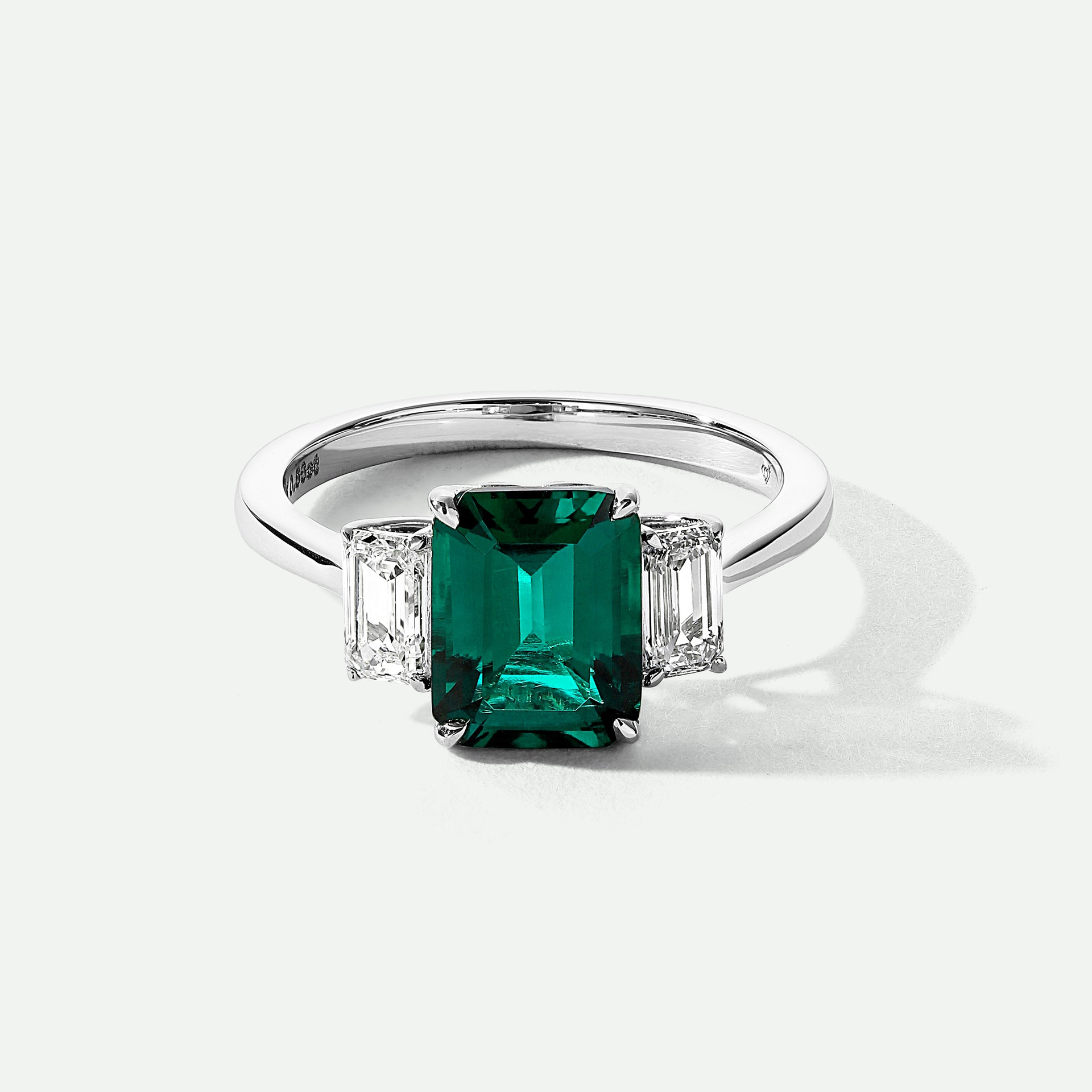 Murphy | 18ct White Gold Created Emerald and 0.58ct tw. Lab Grown Diamond Ring