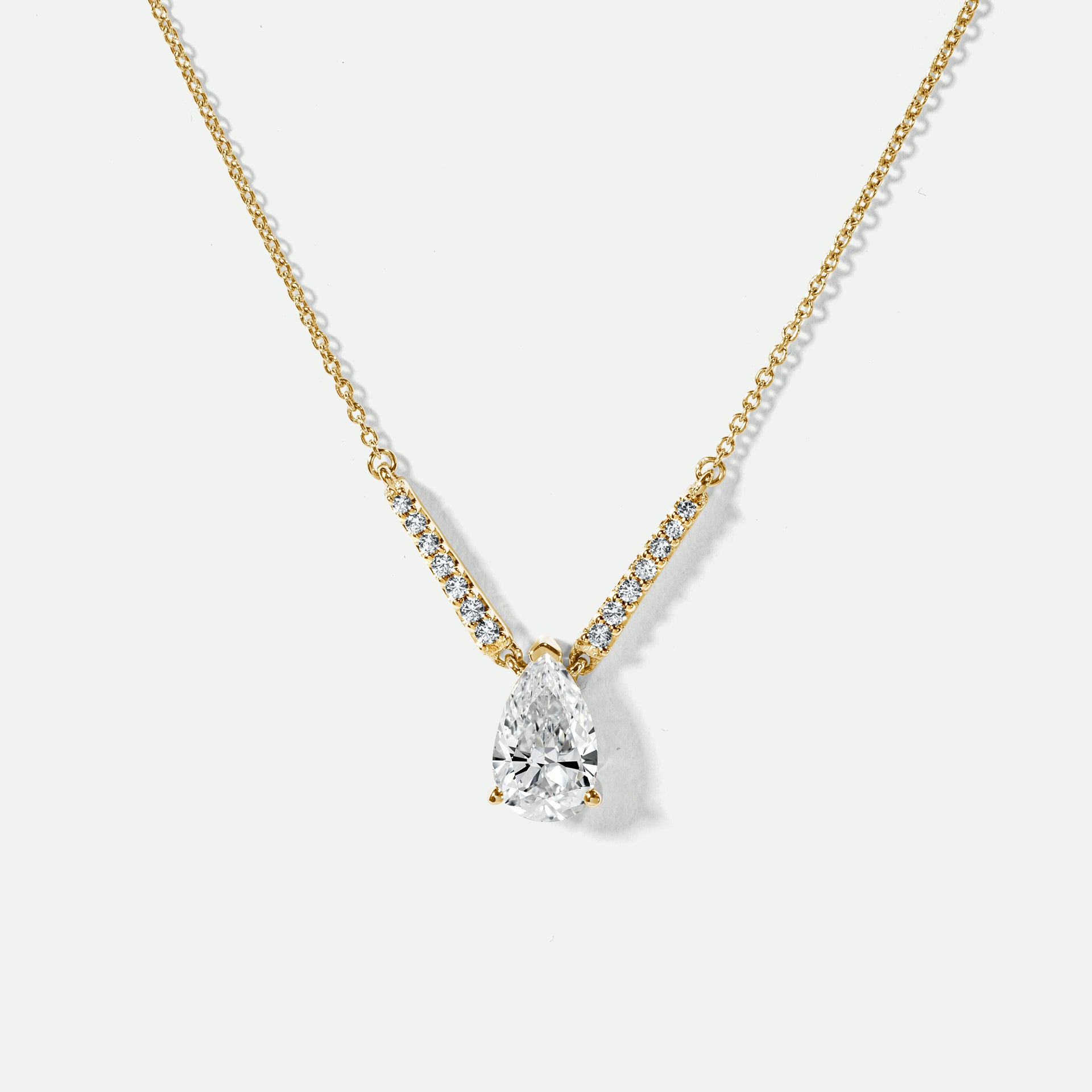 Cali | 9ct Yellow Gold 1.10ct tw Pear Cut Lab Grown Diamond Necklace 18 Inches