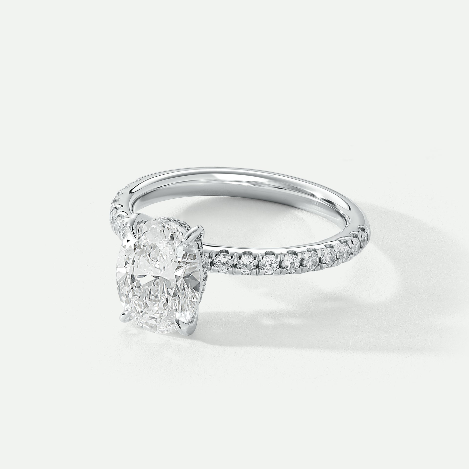 Naomi | Platinum 2.30ct tw Oval Lab Grown Diamond Ring Hidden Halo