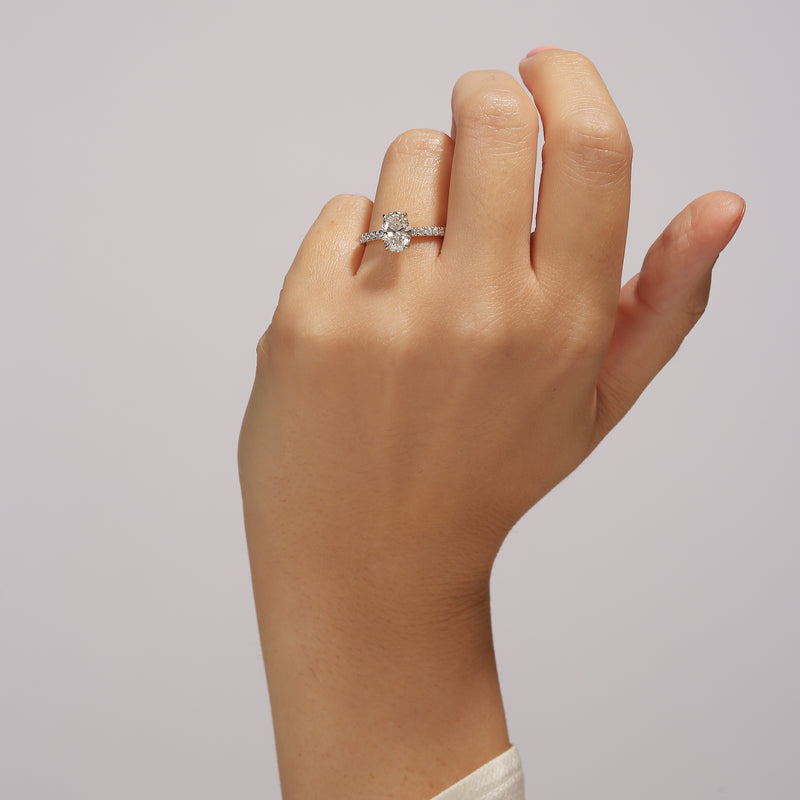 Naomi | Platinum 2.30ct tw Oval Lab Grown Diamond Ring Hidden Halo