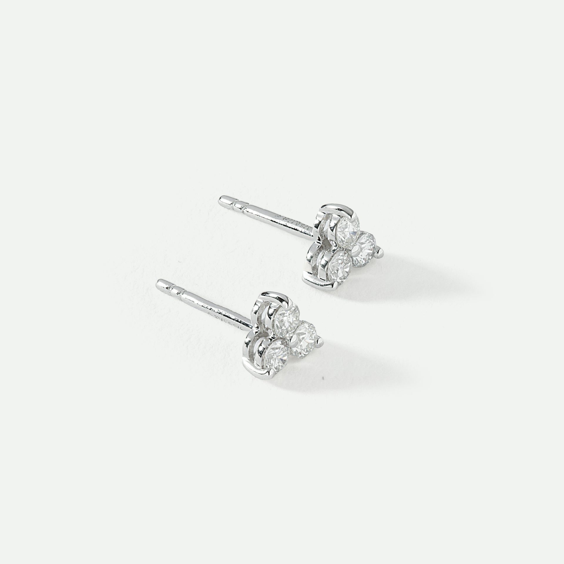 Nina | 9ct White Gold 0.35ct tw Lab Grown Diamond Three Stone Stud Earrings
