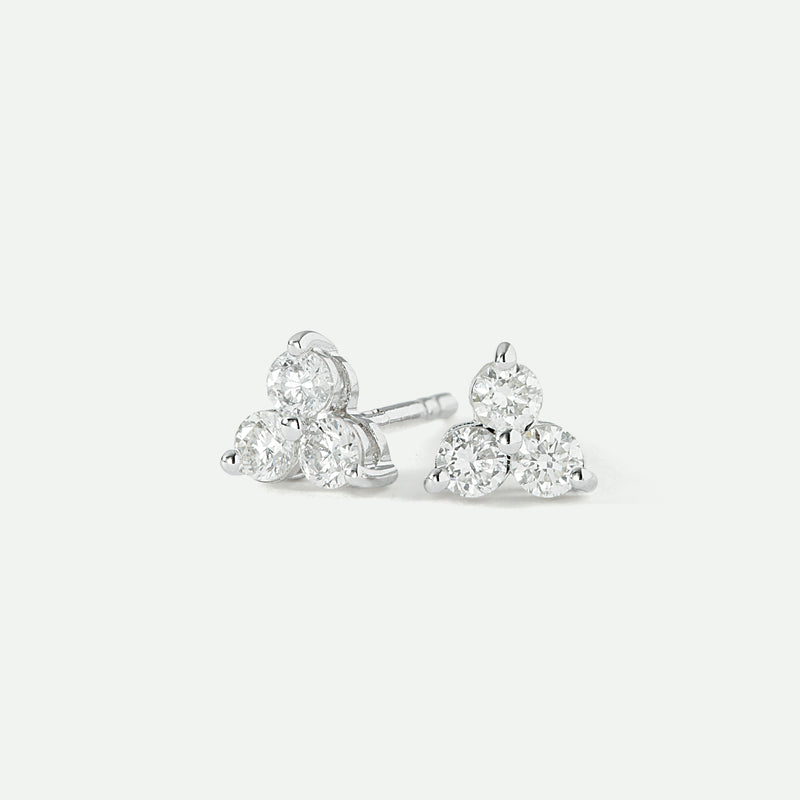 Nina | 9ct White Gold 0.57ct tw Lab Grown Diamond Three Stone Stud Earrings