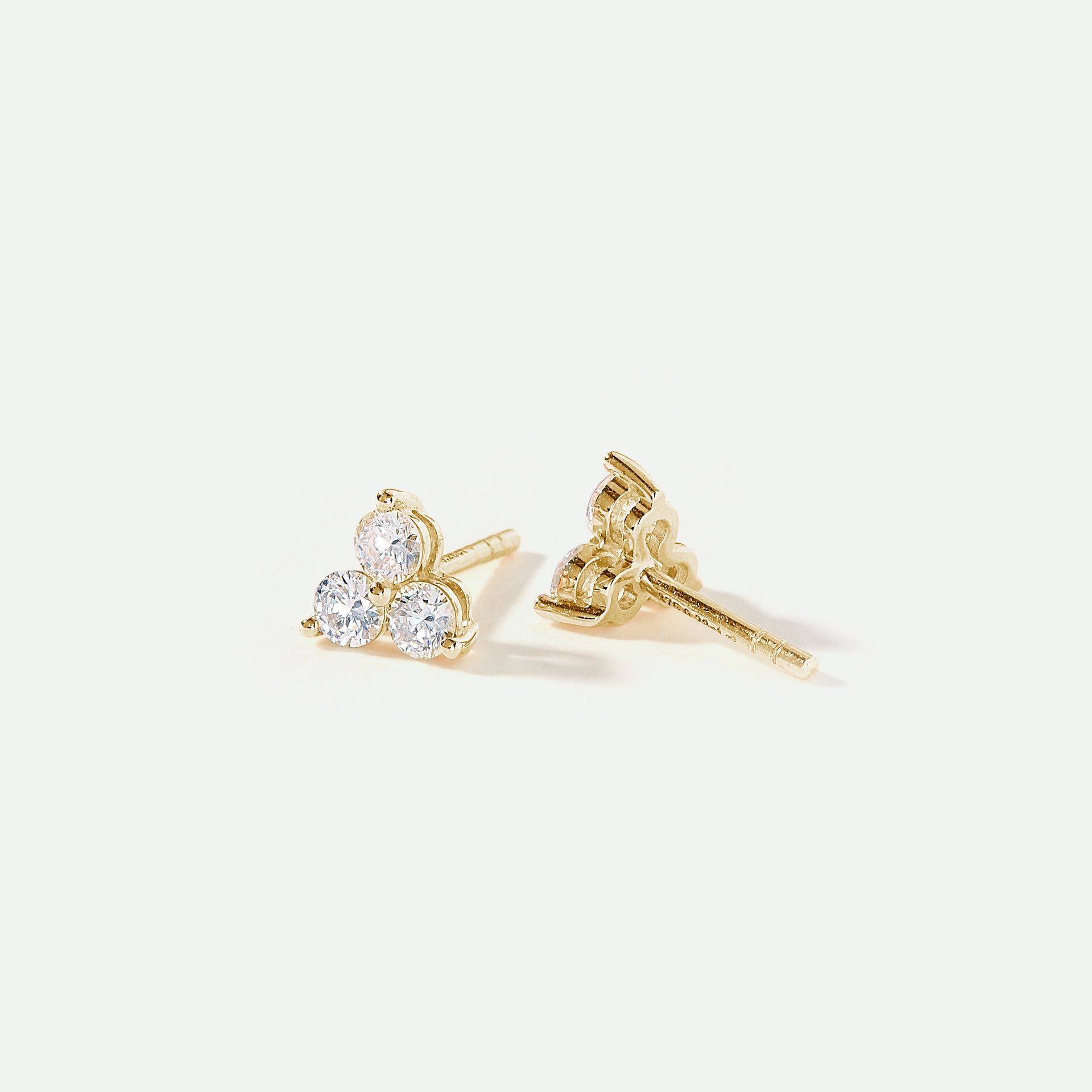 Nina | 9ct Yellow Gold 0.35ct tw Lab Grown Diamond Three Stone Stud Earrings