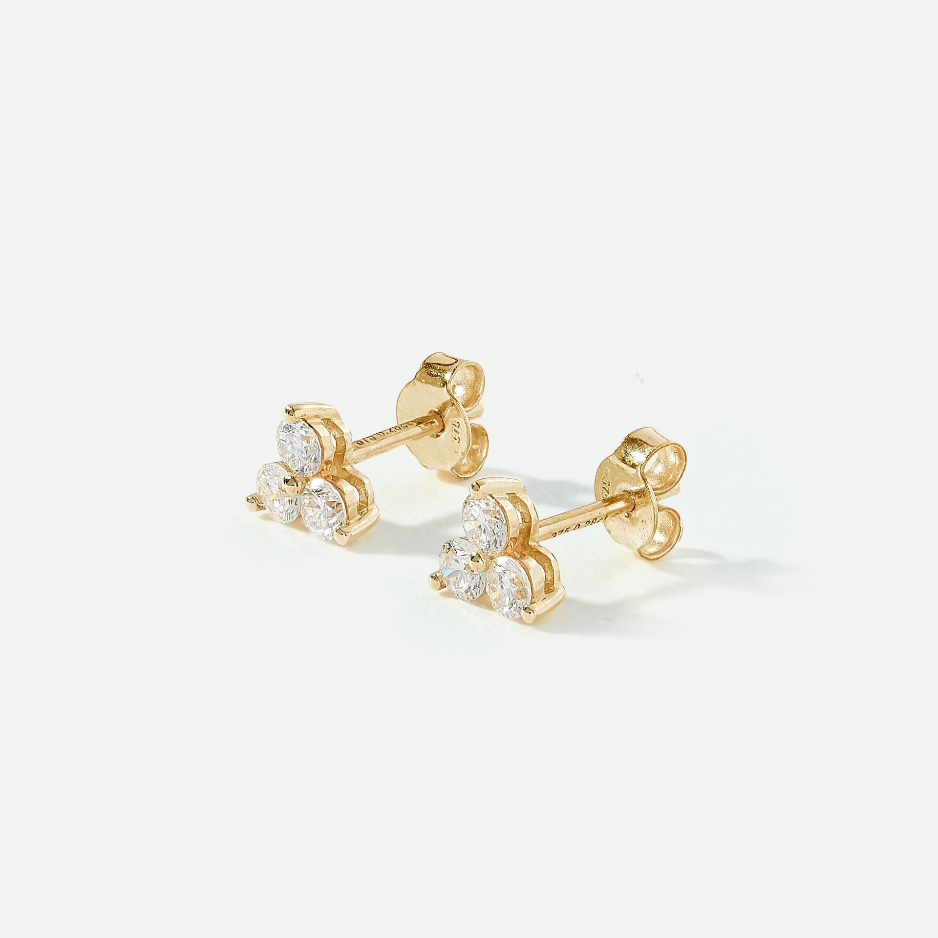 Nina | 9ct Yellow Gold 0.35ct tw Lab Grown Diamond Three Stone Stud Earrings