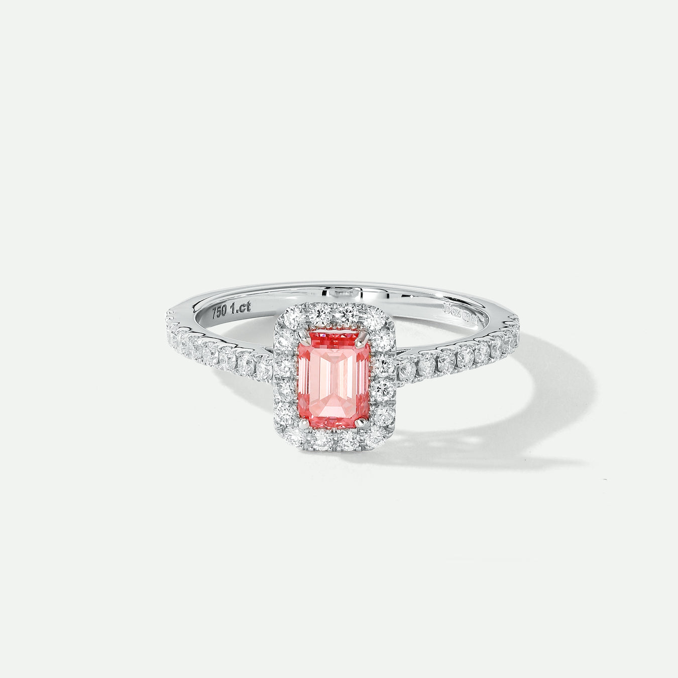 Lab Grown Pink Diamond engagement ring with halo
