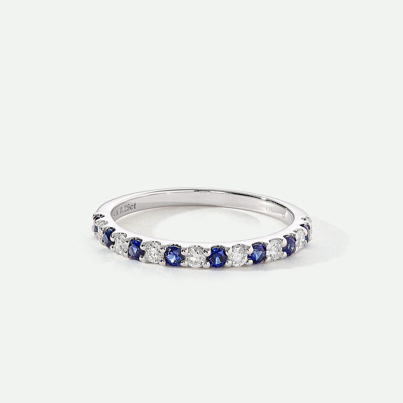 Odette | 9ct White Gold | 0.25ct (tw) Lab Grown Diamond and Created Sapphire Eternity Ring