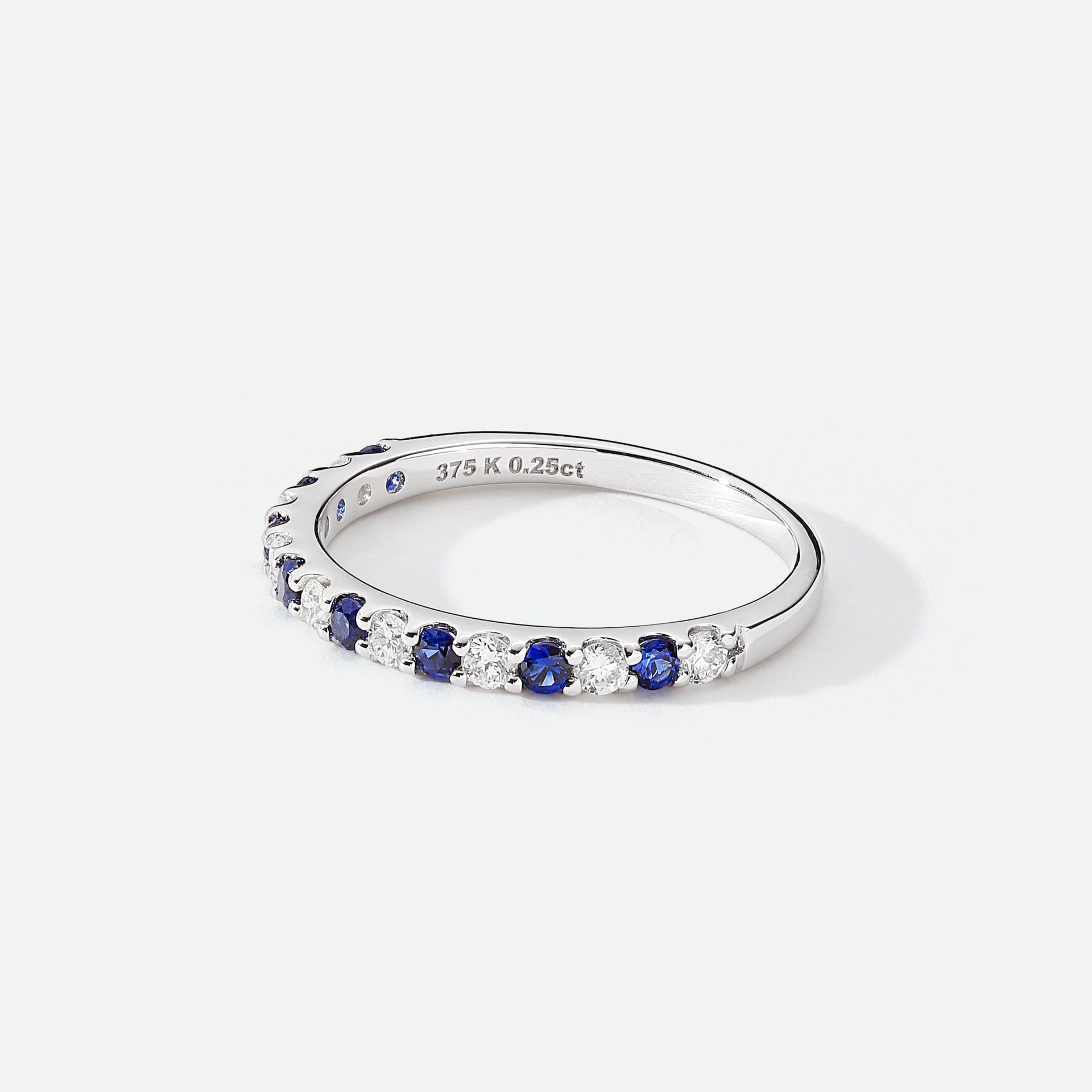 Odette | 9ct White Gold | 0.25ct (tw) Lab Grown Diamond and Created Sapphire Eternity Ring
