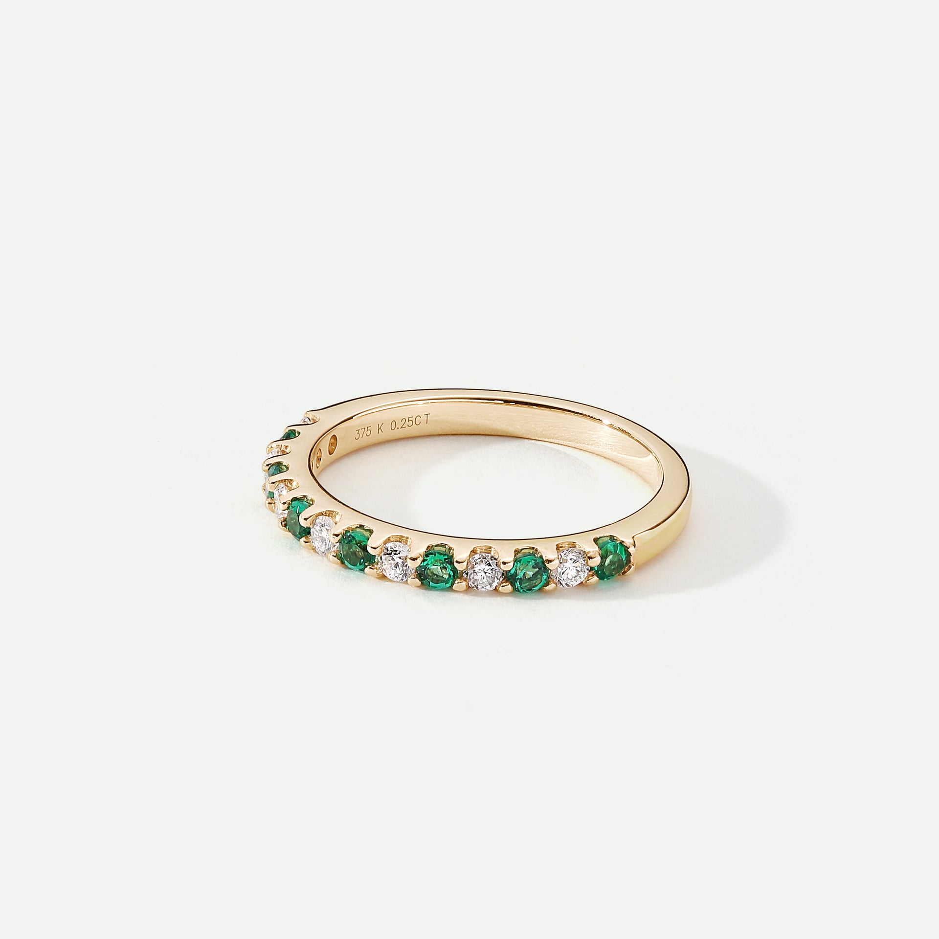 Odette | 9ct Yellow Gold 0.25ct tw Lab Grown Diamond and Created Emerald Eternity Ring