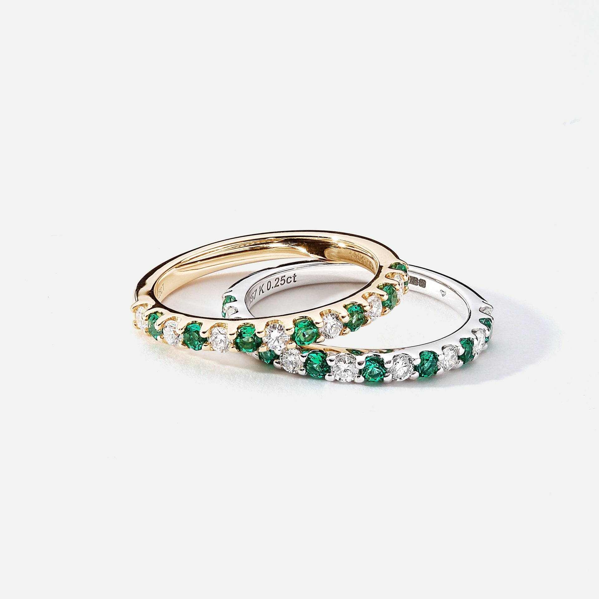 Odette | 9ct Yellow Gold 0.25ct tw Lab Grown Diamond and Created Emerald Eternity Ring