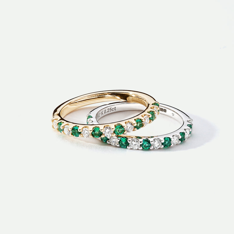 Odette | 9ct Yellow Gold 0.25ct tw Lab Grown Diamond and Created Emerald Eternity Ring