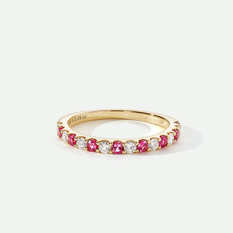 Odette | 9ct Yellow Gold 0.25ct tw Lab Grown Diamond and Created Ruby Eternity Ring