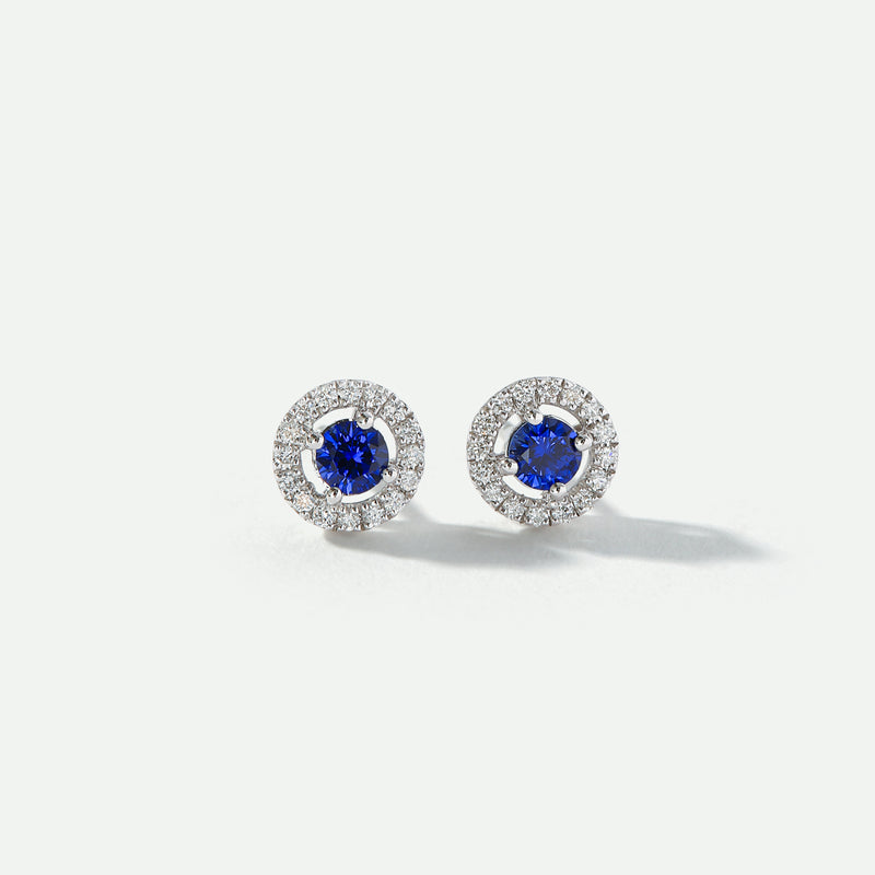 Orla | 9ct White Gold Lab Grown Diamond and Created Sapphire Earrings