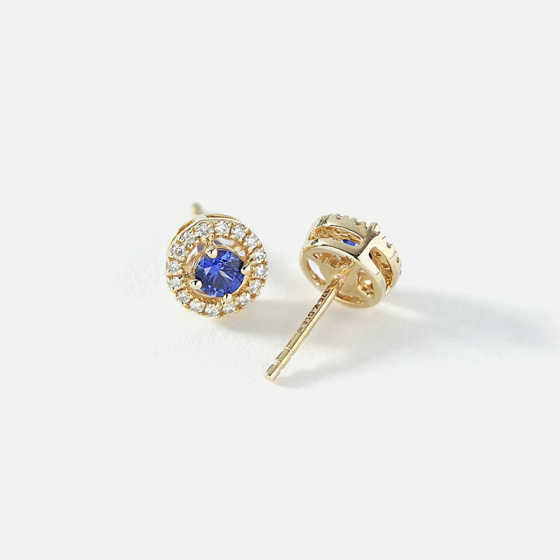 Orla | 9ct Yellow Gold Lab Grown Diamond and Created Sapphire Earrings