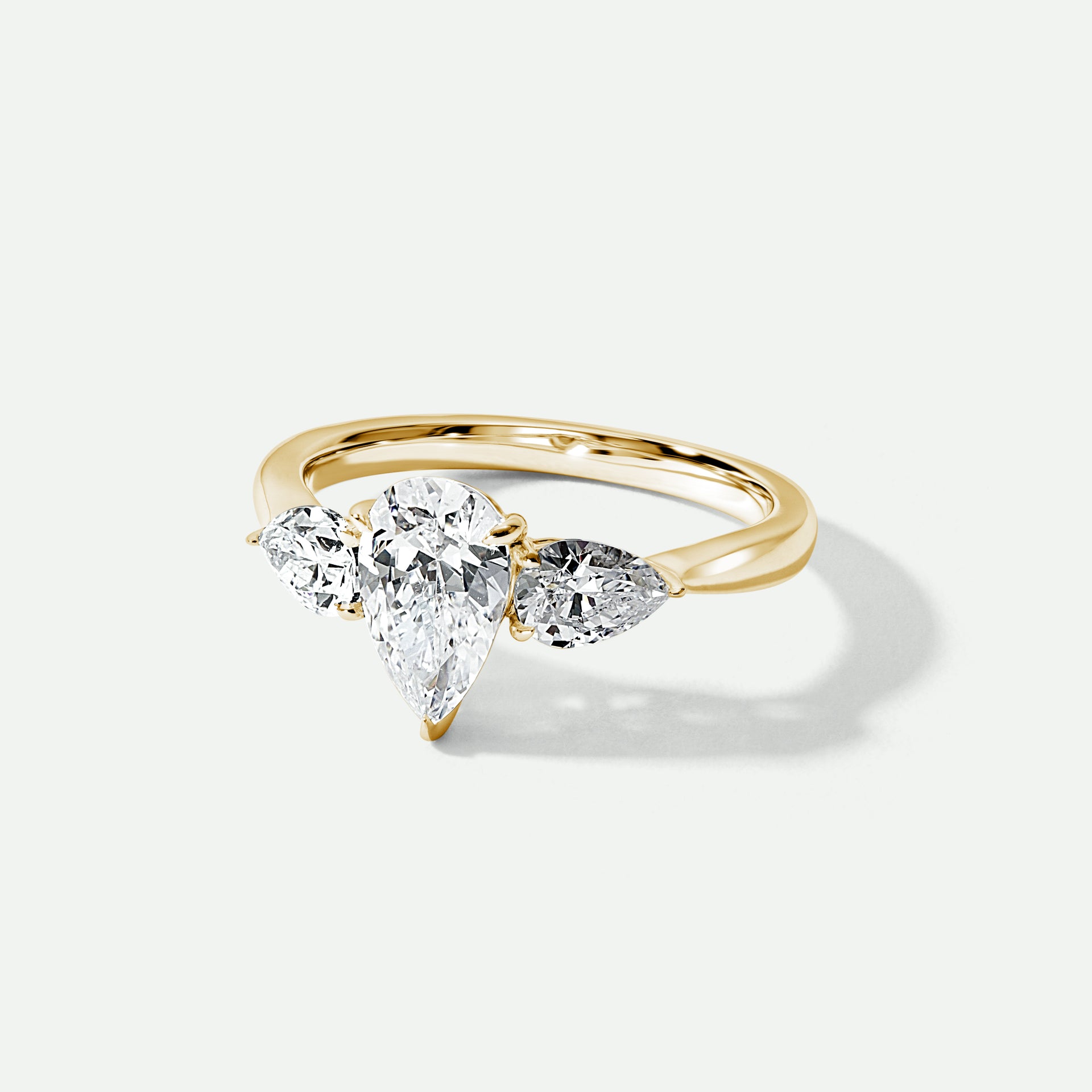 Keyla | 9ct Yellow Gold 1.50ct tw. Pear Lab Grown Diamond Trilogy Ring