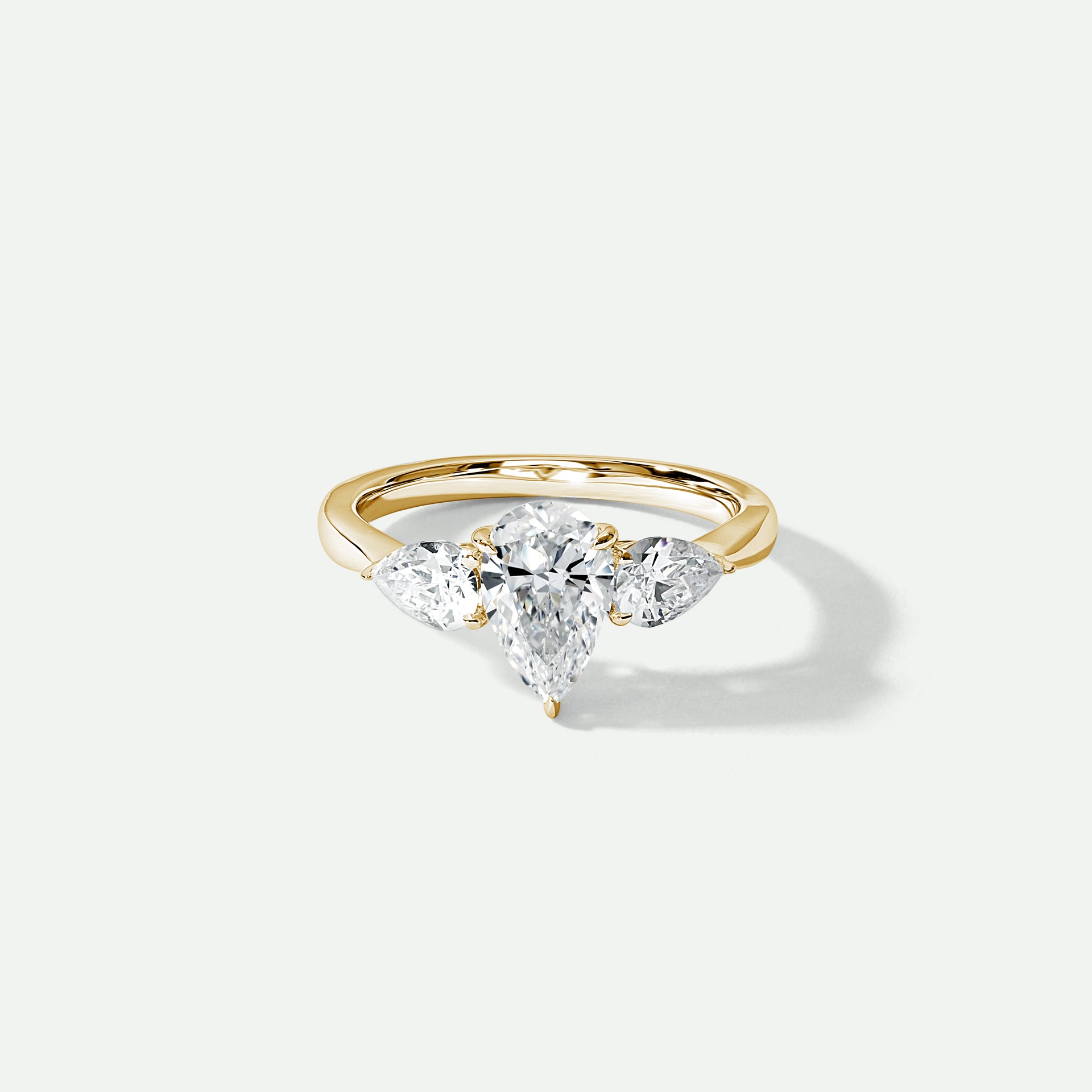 Keyla | 9ct Yellow Gold 1.50ct tw. Pear Lab Grown Diamond Trilogy Ring