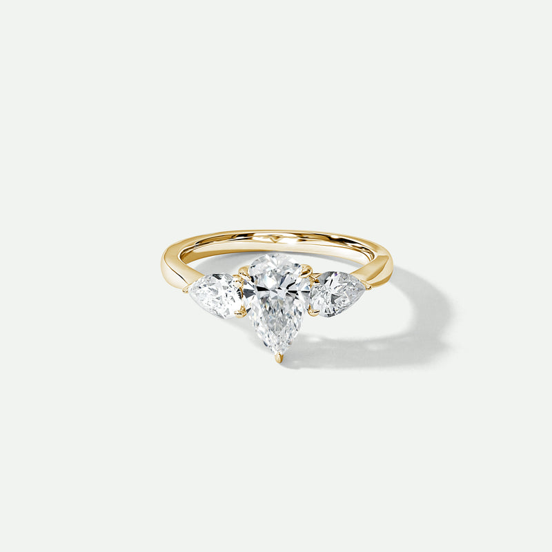 Keyla | 9ct Yellow Gold 1.50ct tw. Pear Lab Grown Diamond Trilogy Ring