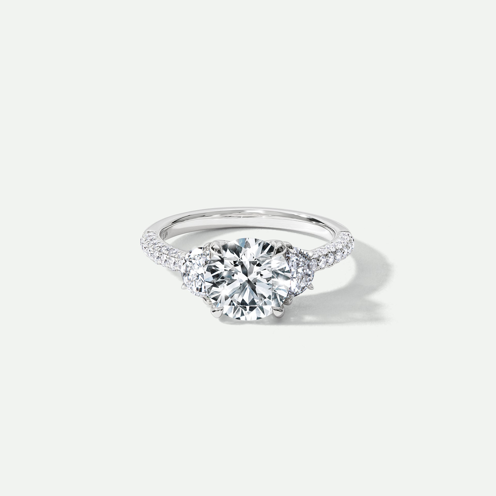 Allison | 18ct White Gold 2.69ct tw Round and Half Moon Lab Grown Diamond Trilogy Ring