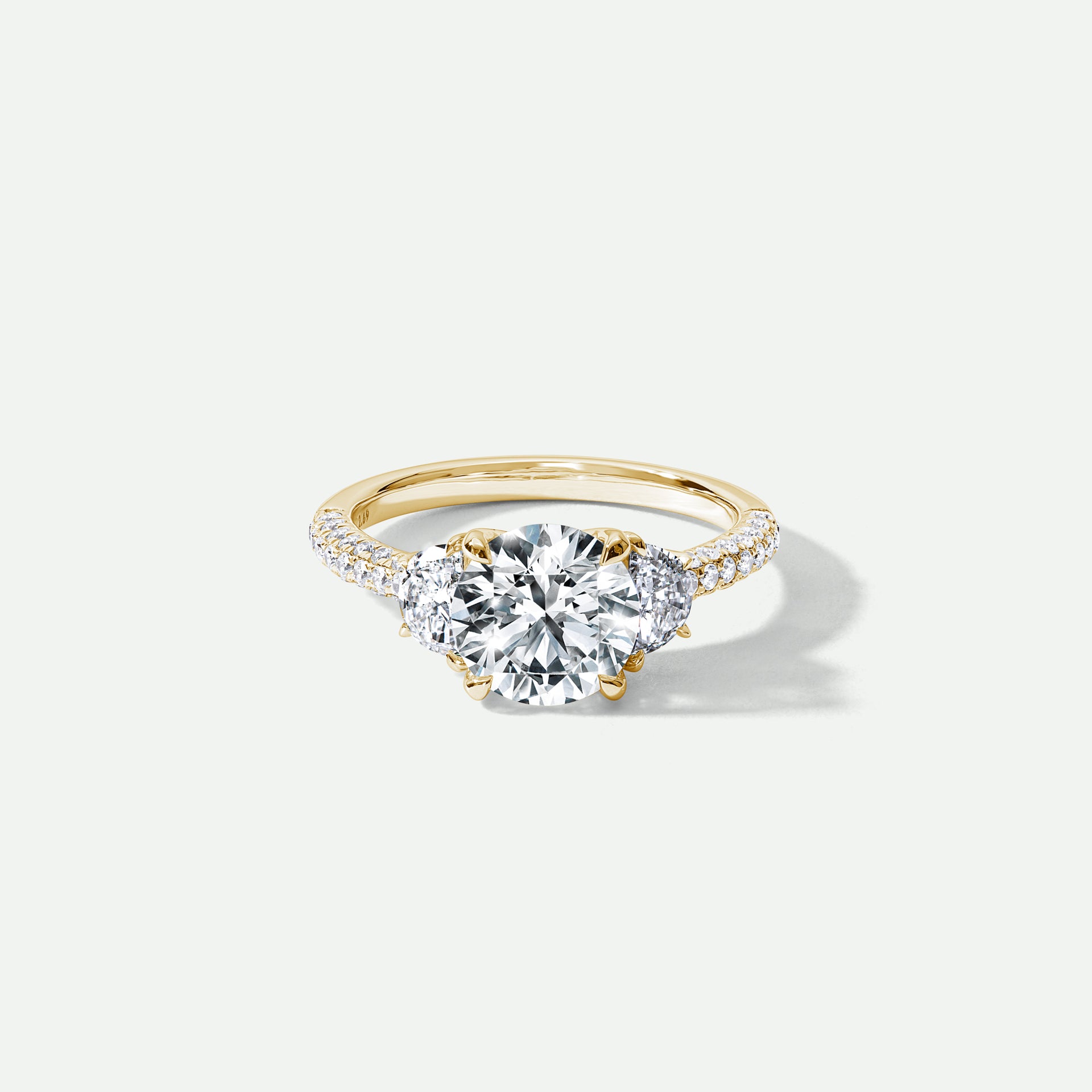 Allison | 18ct Yellow Gold 2.69ct tw Round and Half Moon Lab Grown Diamond Trilogy Ring