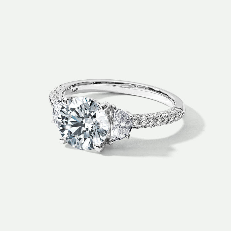 Allison | 18ct White Gold 2.69ct tw Round and Half Moon Lab Grown Diamond Trilogy Ring