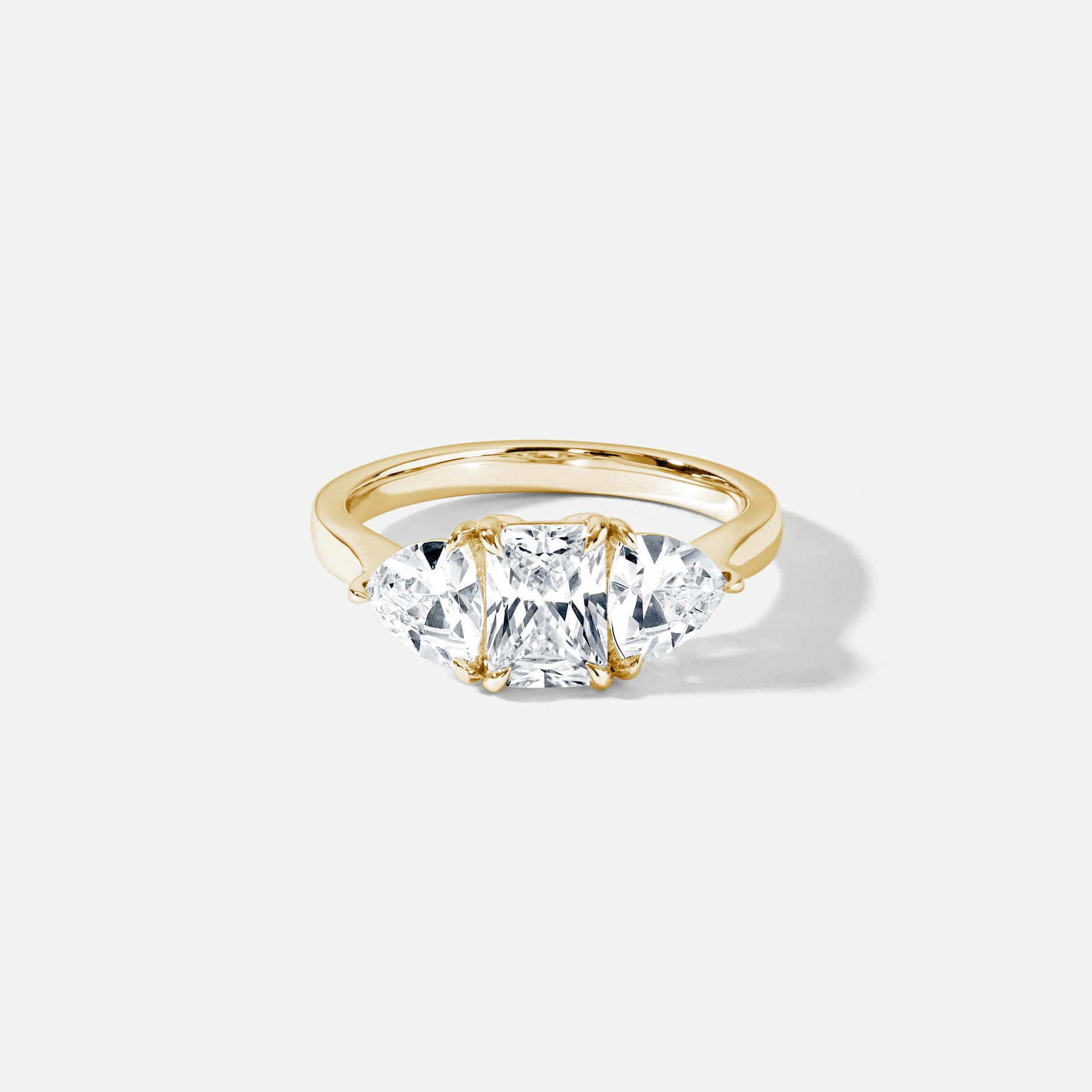 Sidney | 18ct Yellow Gold 2.00ct tw. Radiant and Trillion Lab Grown Diamond Trilogy Ring