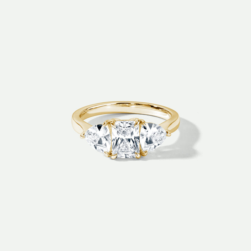 Sidney | 18ct Yellow Gold 2.00ct tw. Radiant and Trillion Lab Grown Diamond Trilogy Ring