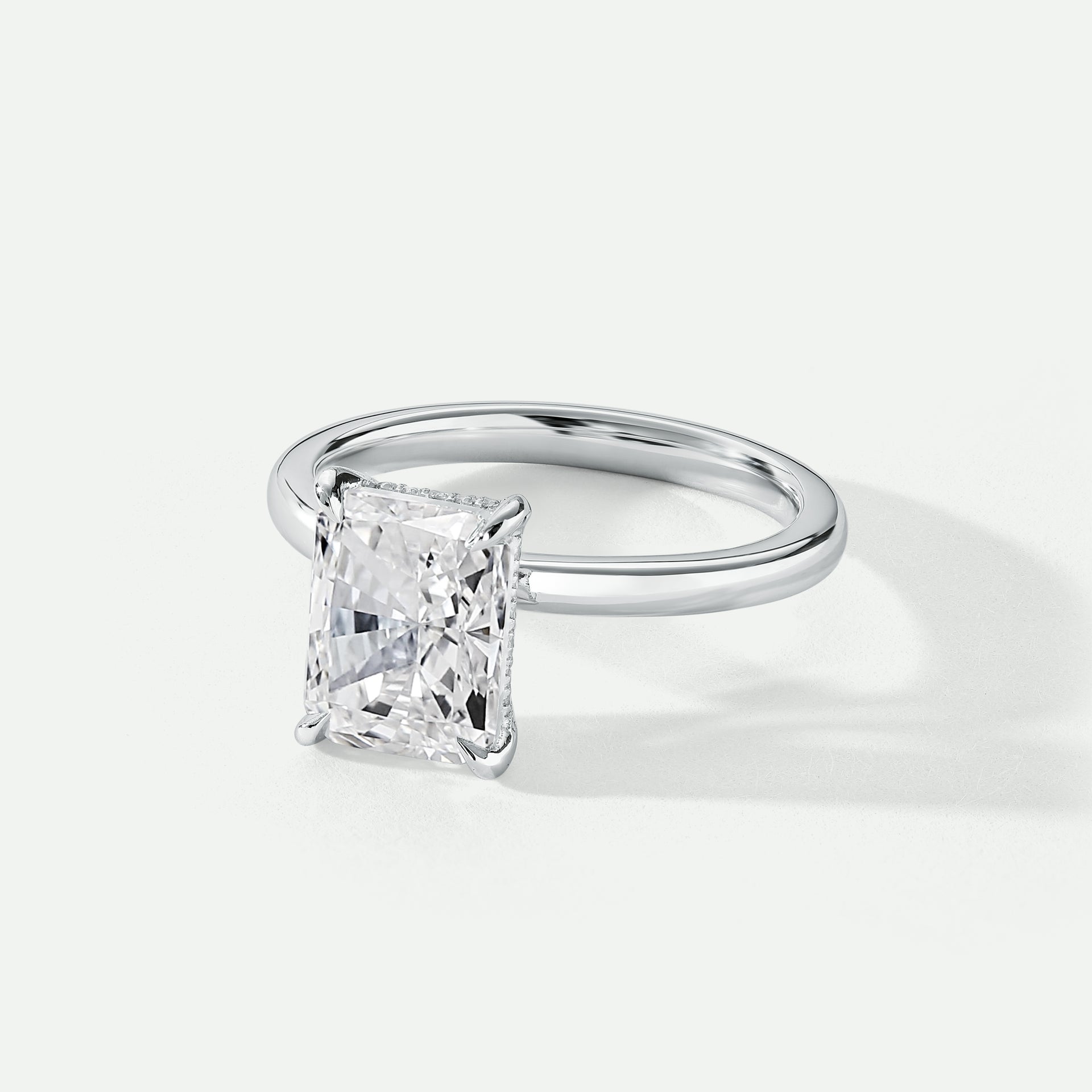 Raya | Platinum 1.55ct tw Radiant Lab Grown Diamond Ring Hidden Halo