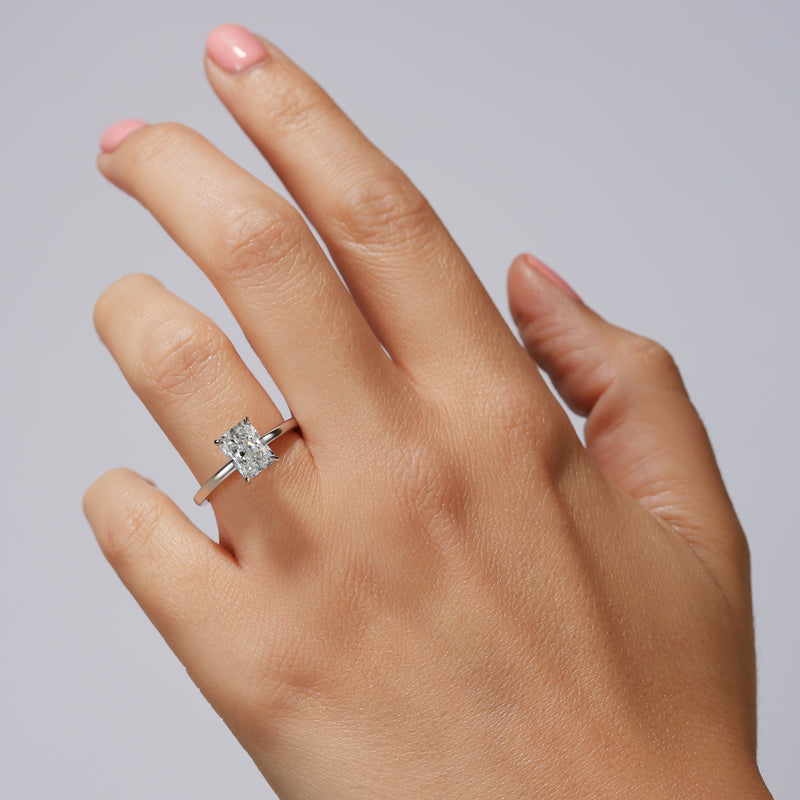 Raya | Platinum 1.55ct tw Radiant Lab Grown Diamond Ring Hidden Halo
