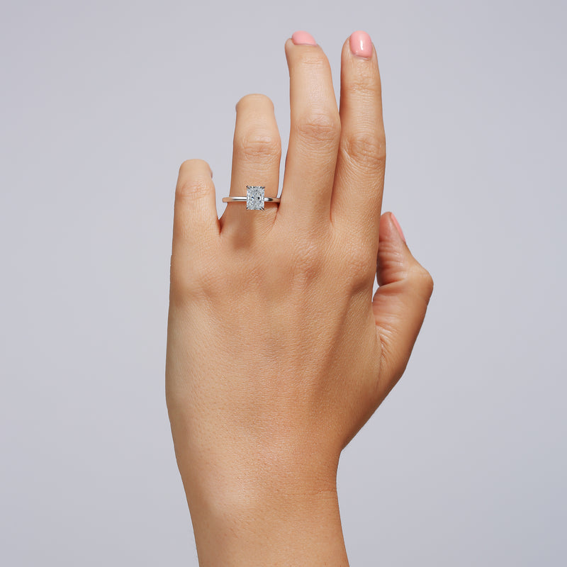 Raya | Platinum 1.55ct tw Radiant Lab Grown Diamond Ring Hidden Halo