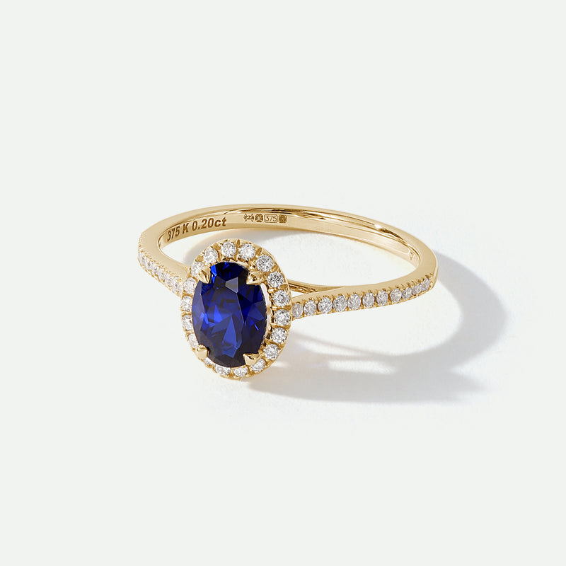 Rosalind | 9ct Yellow Gold 0.20ct tw Lab Grown Diamond and Created Sapphire Ring