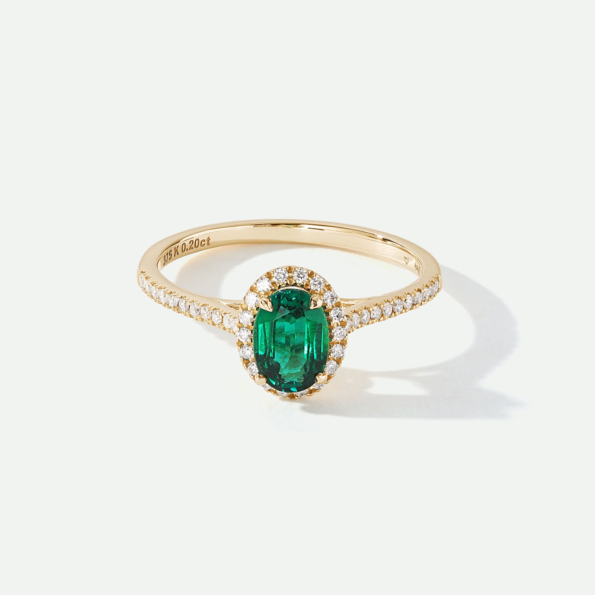 Rosalind | 9ct Yellow Gold 0.20ct Lab Grown Diamond and Created Emerald Ring