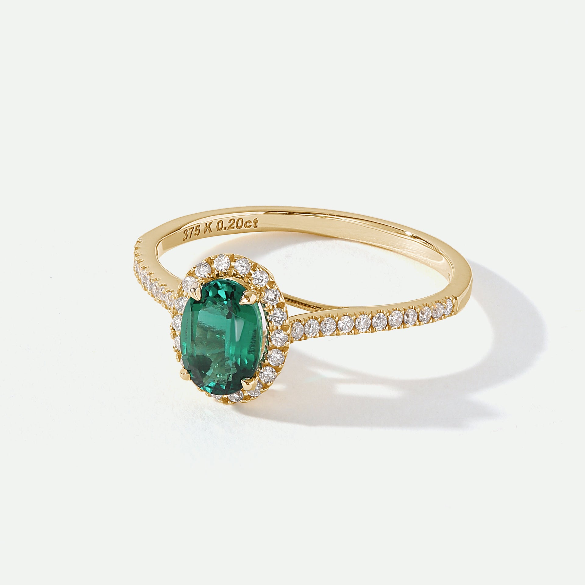 Rosalind | 9ct Yellow Gold 0.20ct Lab Grown Diamond and Created Emerald Ring