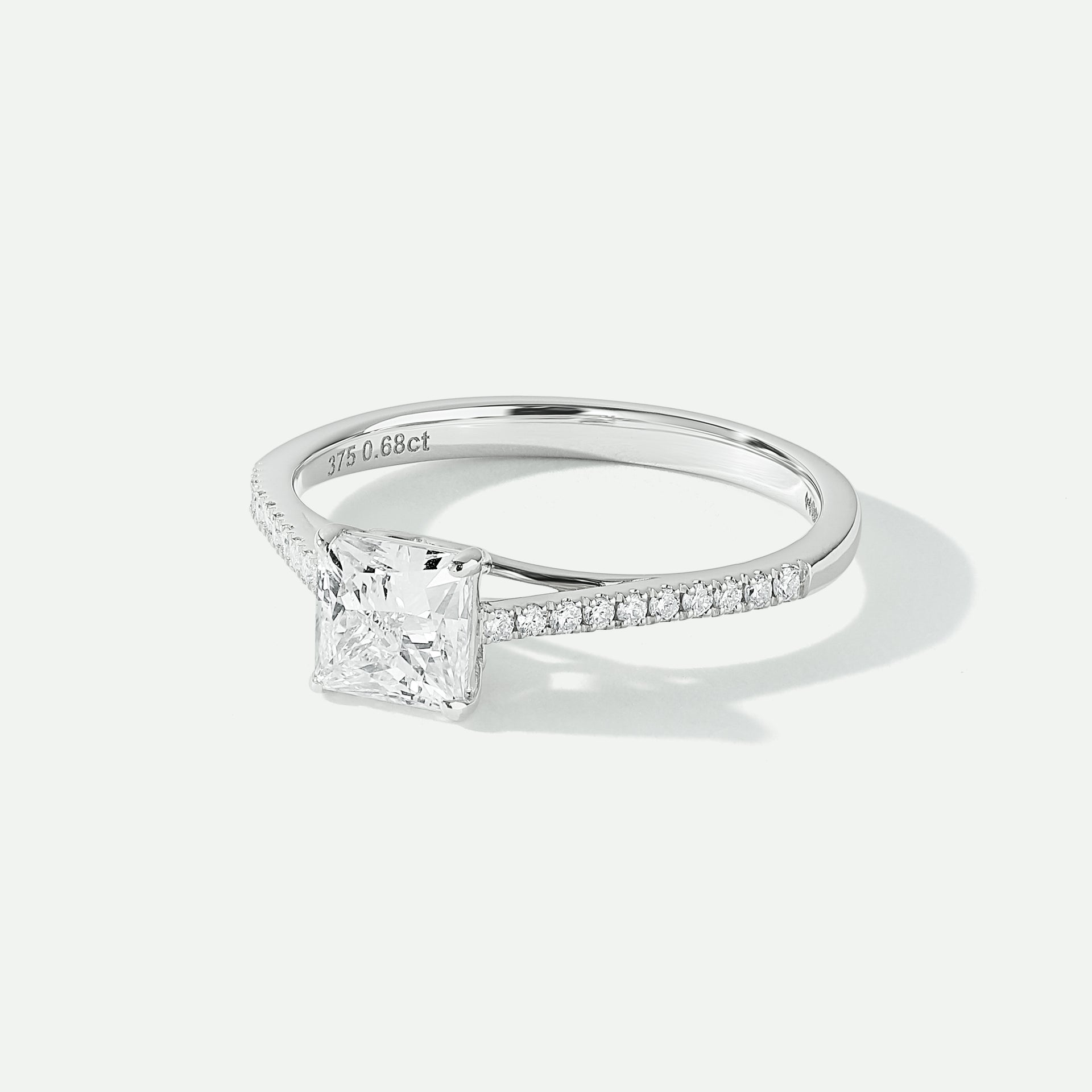 Vivian | 9ct White Gold 0.68ct tw Princess Cut Lab Grown Diamond Engagement Ring