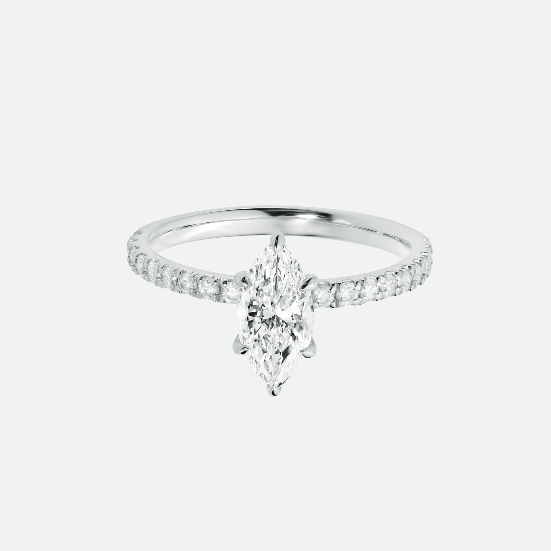 Maeve | 18ct White Gold 1ct tw Marquise Hidden Halo Lab Grown Diamond Ring