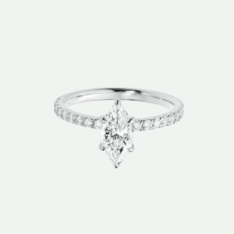 Maeve | 18ct White Gold 1ct tw Marquise Hidden Halo Lab Grown Diamond Ring