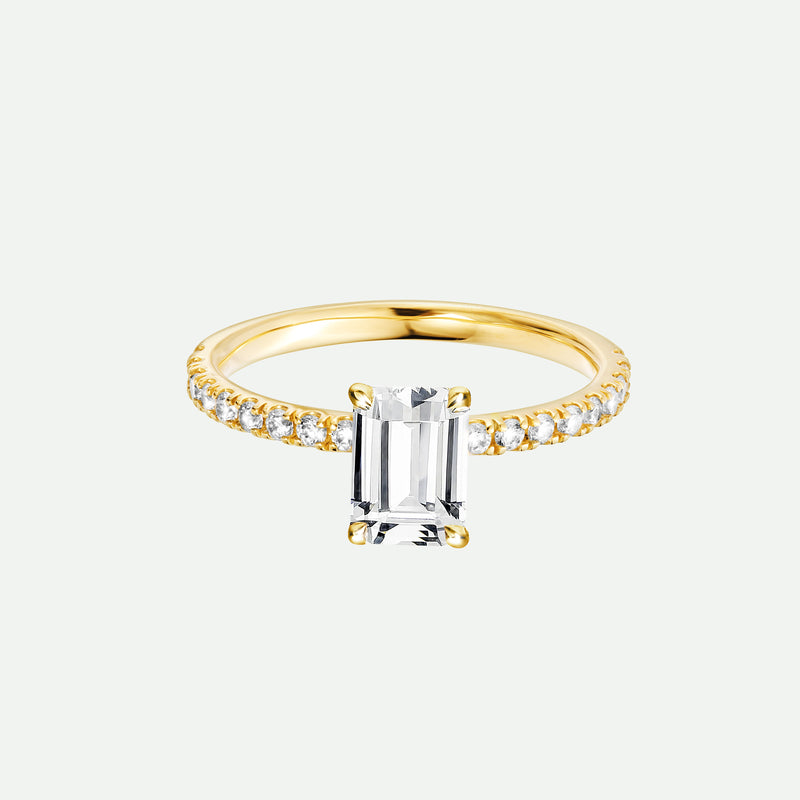 Blake | 18ct Yellow Gold | 1ct (tw) Emerald Cut Hidden Halo Lab Grown Diamond Ring