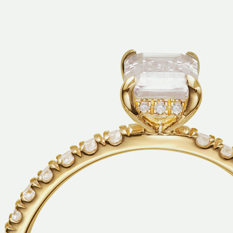 Blake | 18ct Yellow Gold | 1ct (tw) Emerald Cut Hidden Halo Lab Grown Diamond Ring