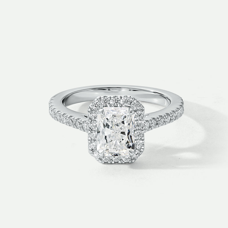 Zuri | Platinum 1.90ct tw Radiant Lab Grown Diamond Halo Ring