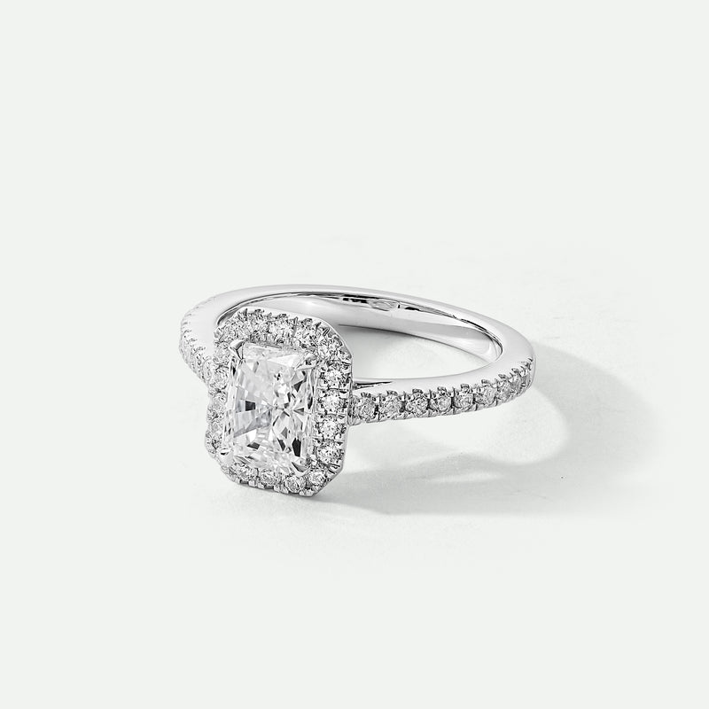 Zuri | Platinum 1.90ct tw Radiant Lab Grown Diamond Halo Ring