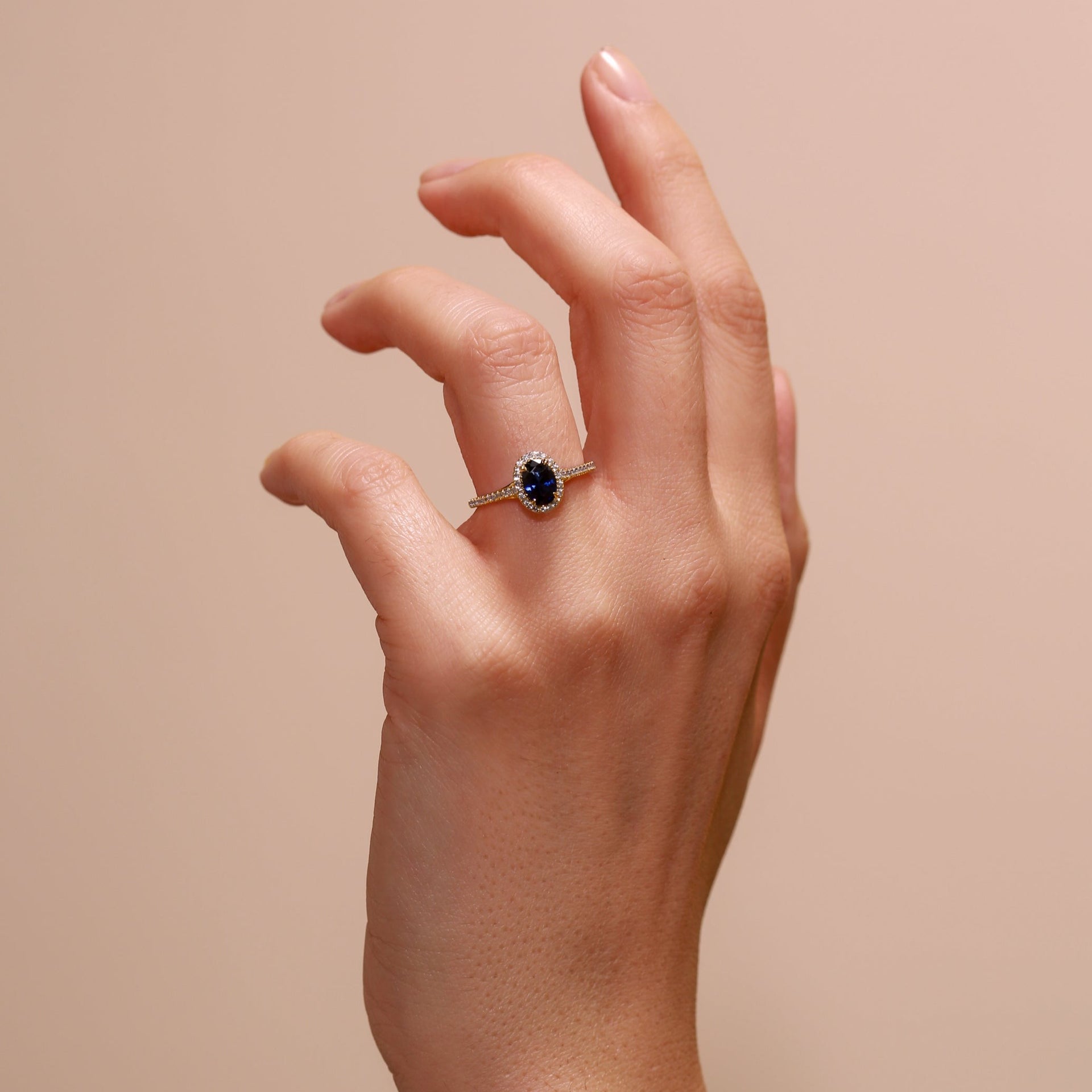 Rosalind | 9ct Yellow Gold 0.20ct tw Lab Grown Diamond and Created Sapphire Ring