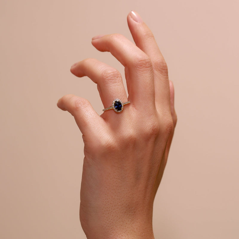 Rosalind | 9ct Yellow Gold 0.20ct tw Lab Grown Diamond and Created Sapphire Ring