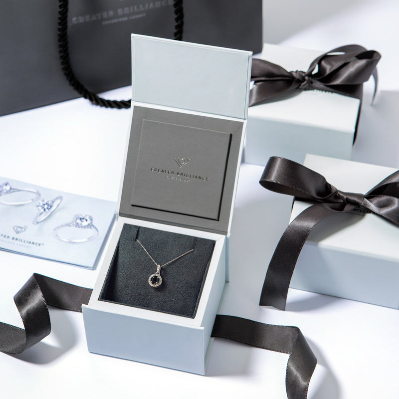 Ana | 9ct White Gold Lab Grown Diamond and Created Sapphire Necklace