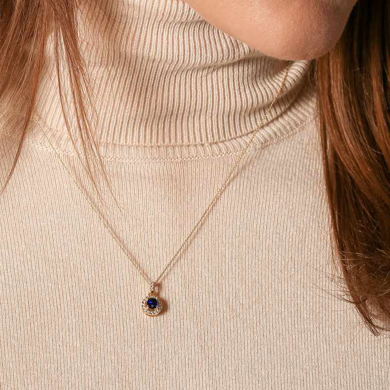 Ana | 9ct Yellow Gold Lab Grown Diamond and Created Sapphire Necklace
