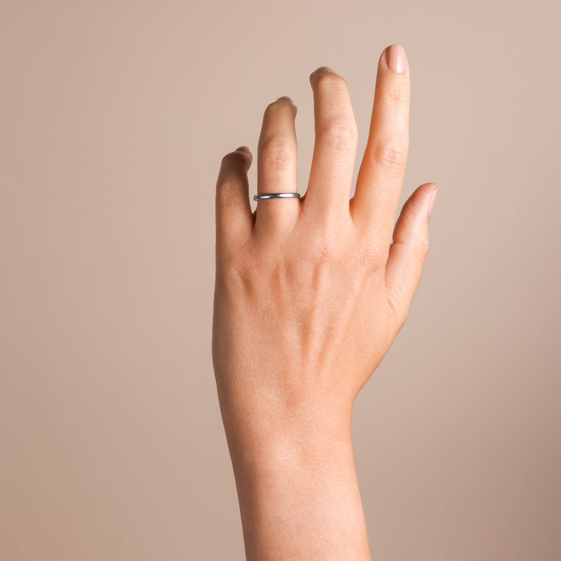 Riley | 18ct White Gold 2mm Heavy D Shape Wedding Ring