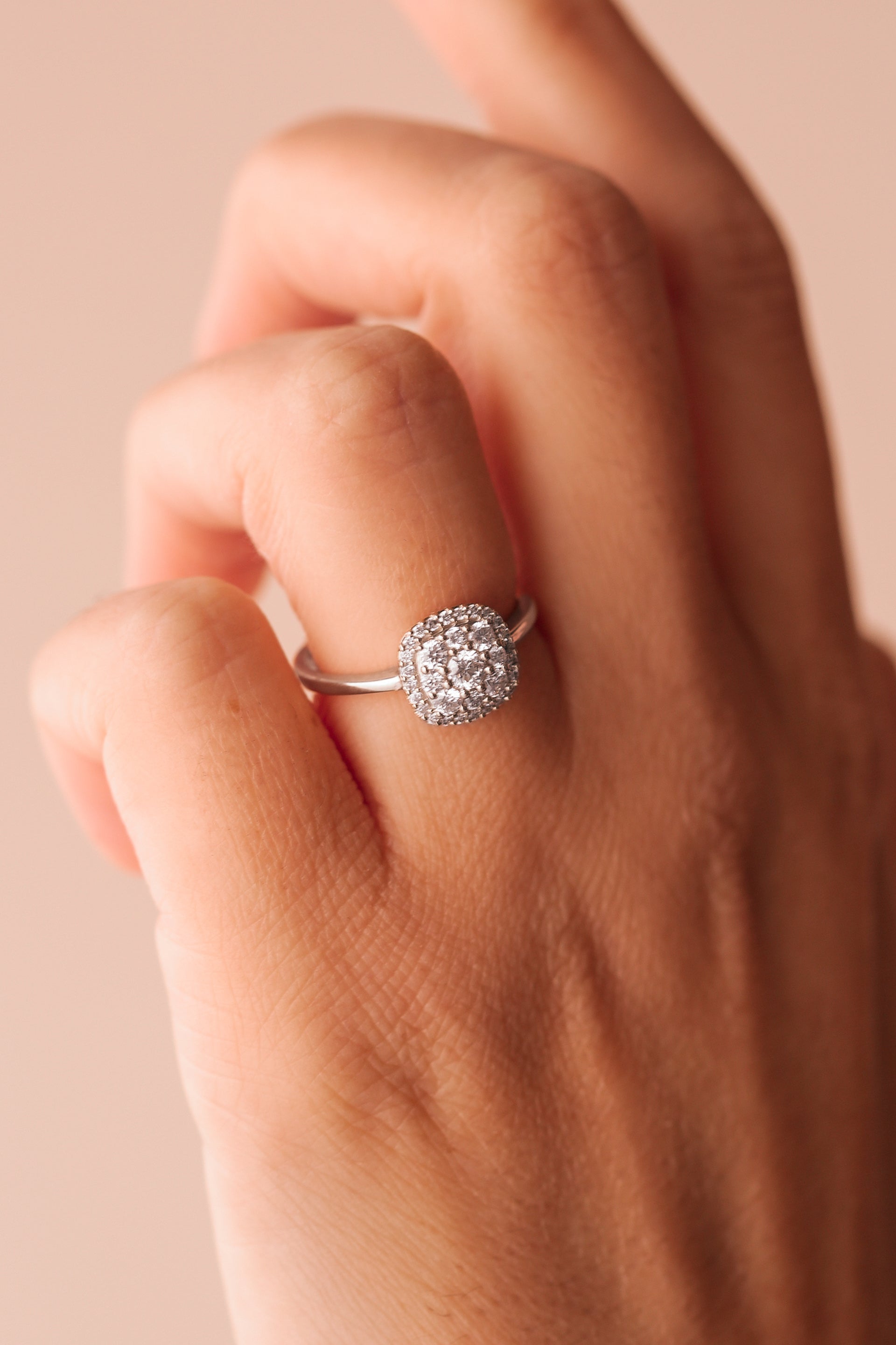 Helen | 9ct White Gold 0.50ct tw Lab Grown Diamond Cluster Engagement Ring