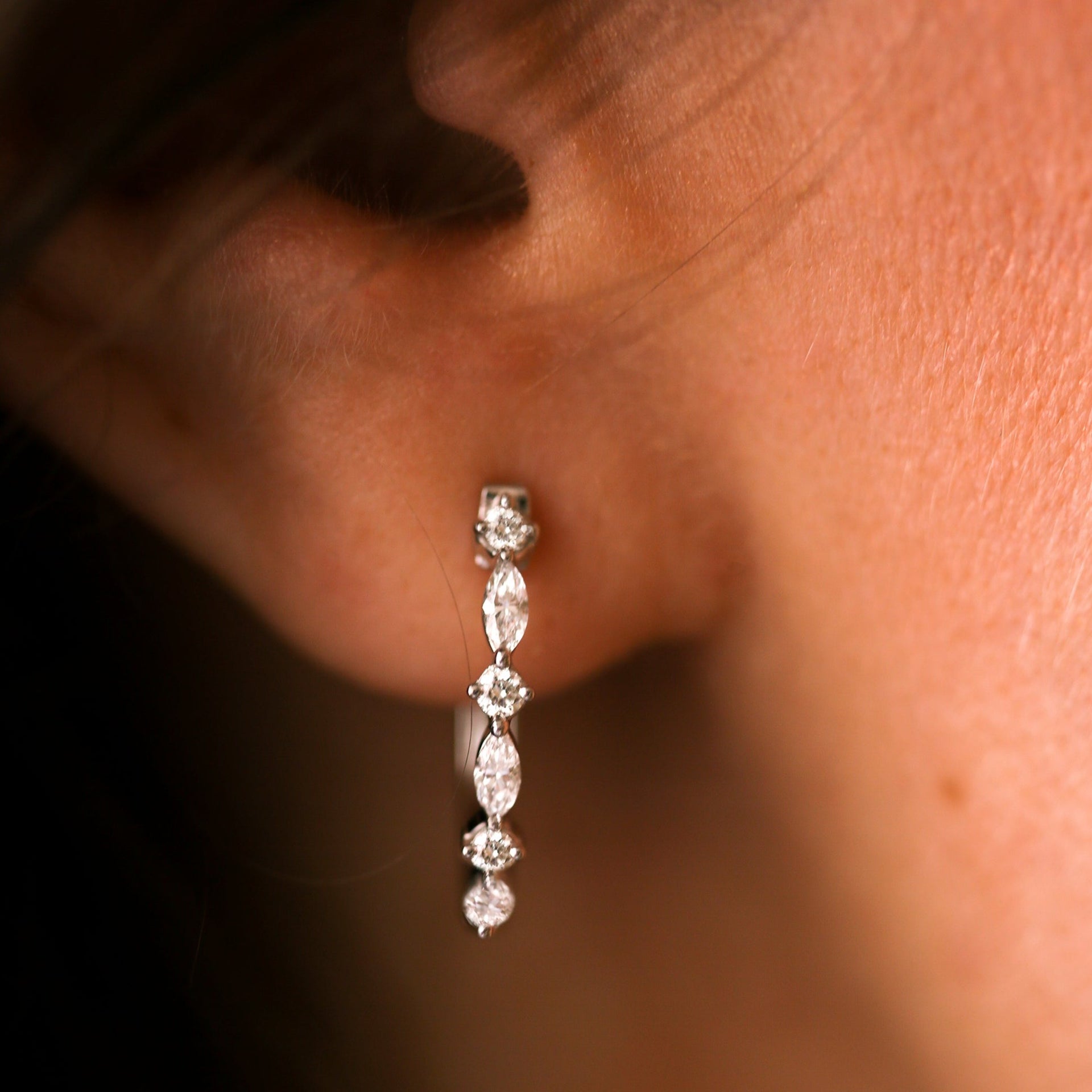 Rose | 9ct White Gold 0.60ct tw Mixed Cut Lab Grown Diamond Hoop Earrings