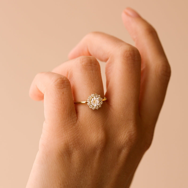 Lillian | 9ct Yellow Gold 0.75ct tw Lab Grown Diamond Cluster Engagement Ring
