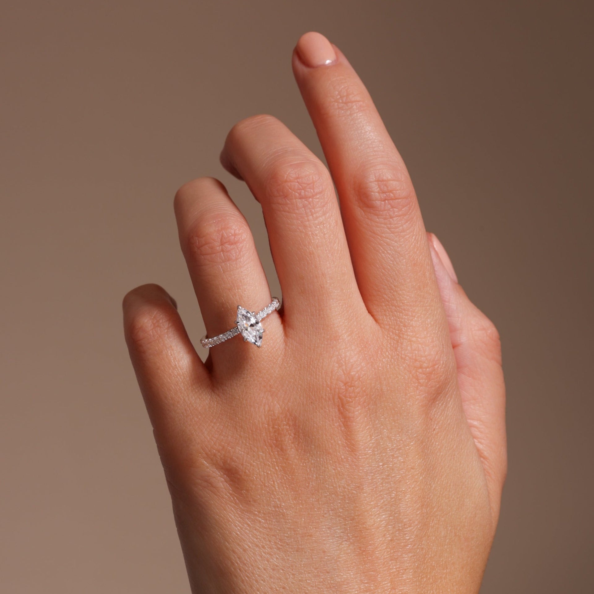 Maeve | 18ct White Gold 1ct tw Marquise Hidden Halo Lab Grown Diamond Ring