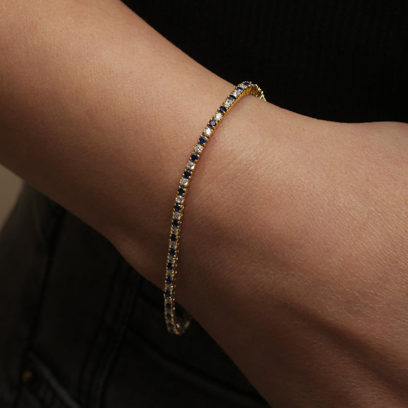 Penelope | 9ct Yellow Gold Created Sapphire and Lab Grown Diamond Bracelet