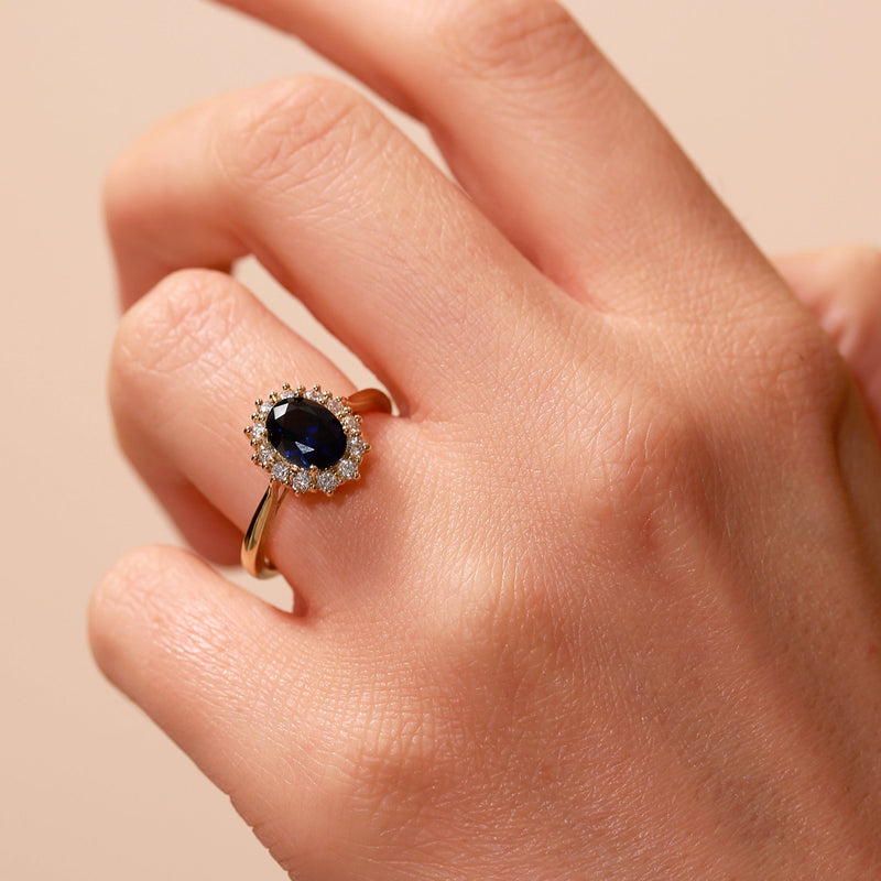 Cate | 9ct Yellow Gold 0.25ct tw Lab Grown Diamond and Created Sapphire Ring