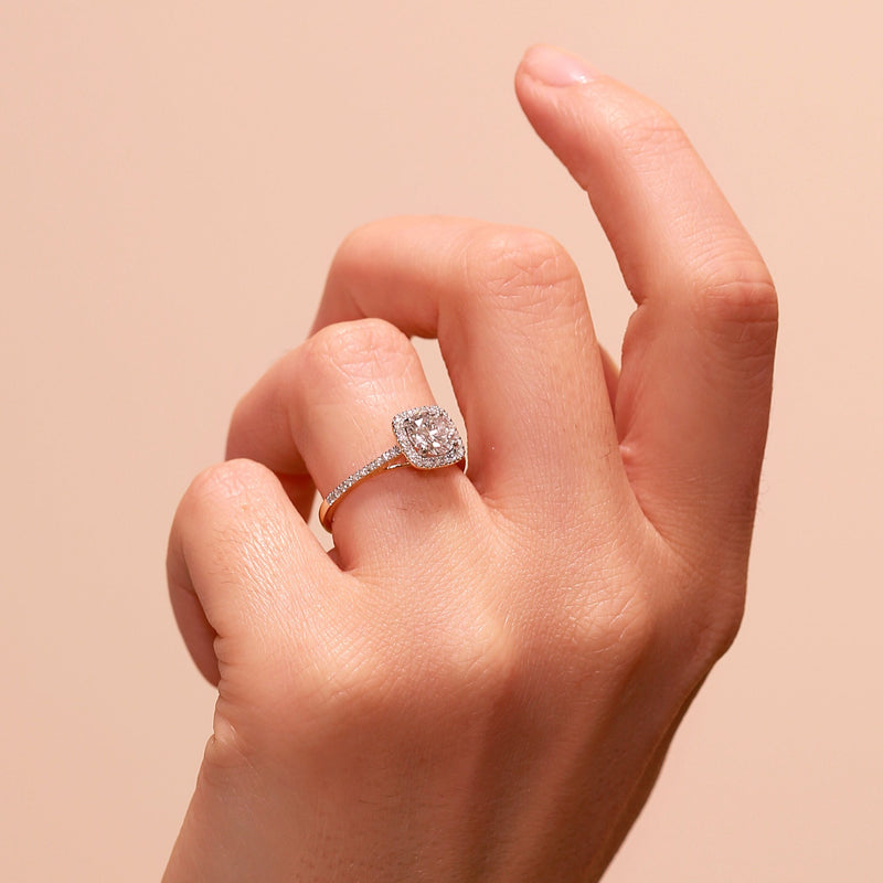 Cynthia | 18ct Yellow Gold 1.20ct tw Lab Grown Diamond Halo Ring